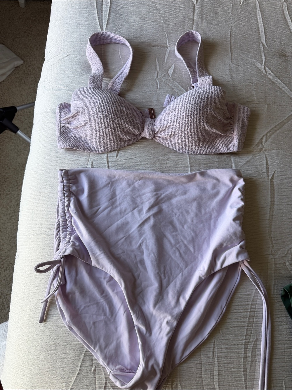 CALIA by Carrie Underwood Pale Lavender Textured Bandeau Bikini Set